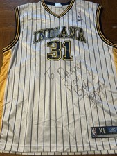 Reggie Miller XL Yellow Indiana Pacers #31 NBA  Jersey Autographed JSA