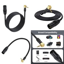 Right Angle 3.5mm TRS to AUX Cable Male to Male Connector Wire Line Black