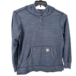 Carhartt Womens Hoodie XL LightWeight Blue Space Dye Henley Slightly Fitted