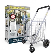 Carro de compras plegable con ruedas y sistema de frenos - utilidad plegable de alta resistencia