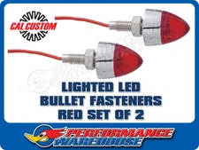 Cal Custom Red Led Bullet Number Plate Fasteners Pair, Suits Hot Rod, Street Rod