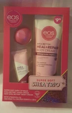EOS Super Soft Shea Trio Pomegranate Raspberry Set: Lip Balm, Hand & Body Cream