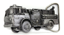 1979 Fire Truck Pewter Belt Buckle Vintage Collectible Breitenbach  s Montello WI