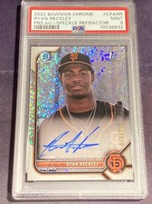 2022 Bowman Chrome RYAN RECKLEY RC AUTO SPECKLE REFRACTOR #d 73/299 PSA 9 MINT