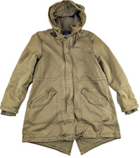 Scotch  Soda Army Green Hooded Parka Jacket Men M Canvas Cotton Distressed