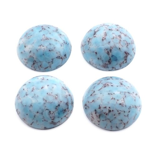 Lot (4) Czech vintage blue matrix marble glass cabochons 16mm - 第 1/2 張圖片