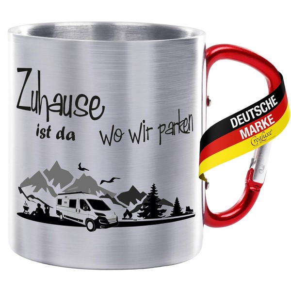 Edelstahltasse Mit Karabiner - Zuhause Ist Da Wo Wir Parken-image