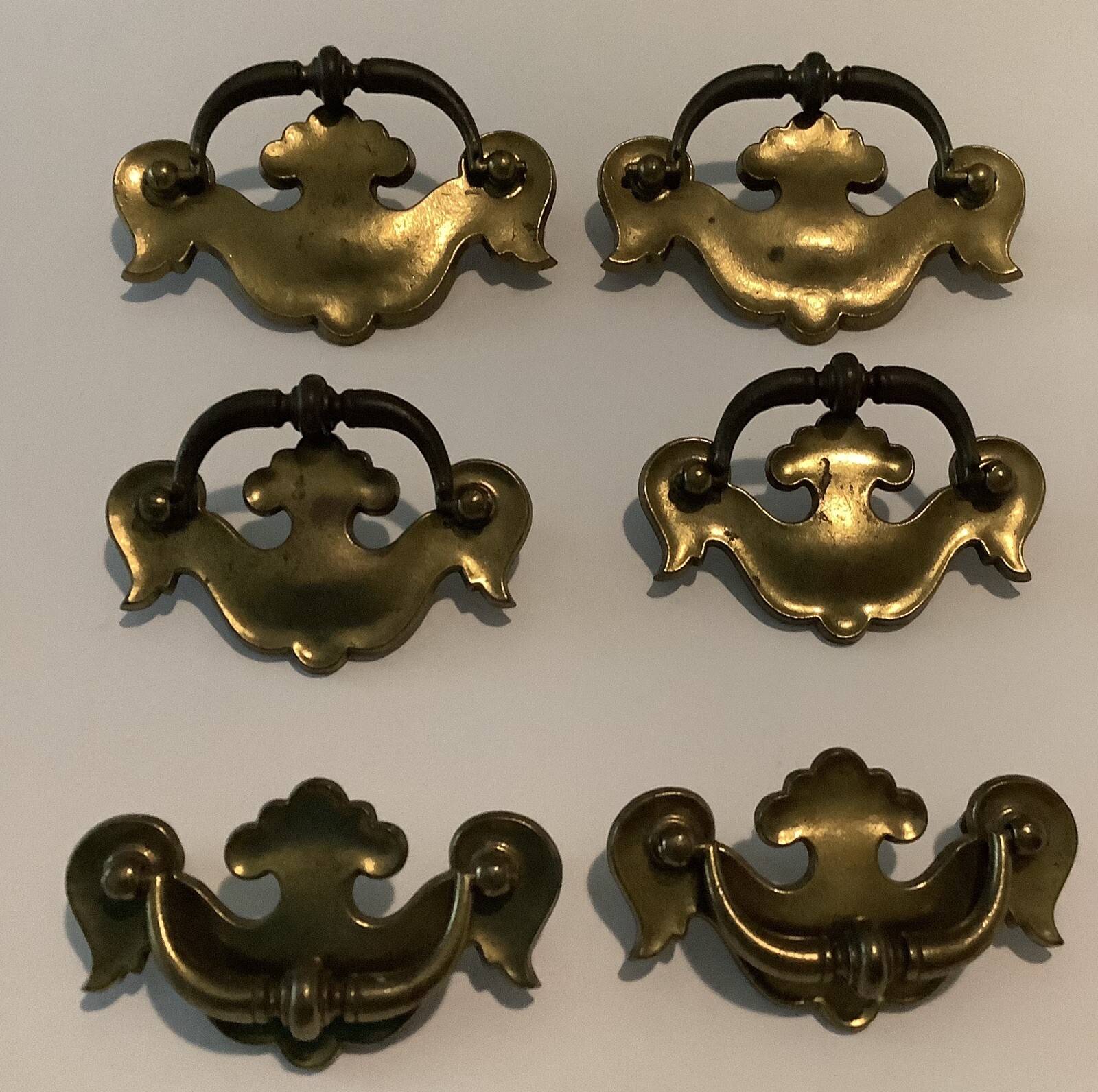 6 KBC Keeler Brass Co Brass Chippendale Bail Pull Drawer Handles N6496 4.25”