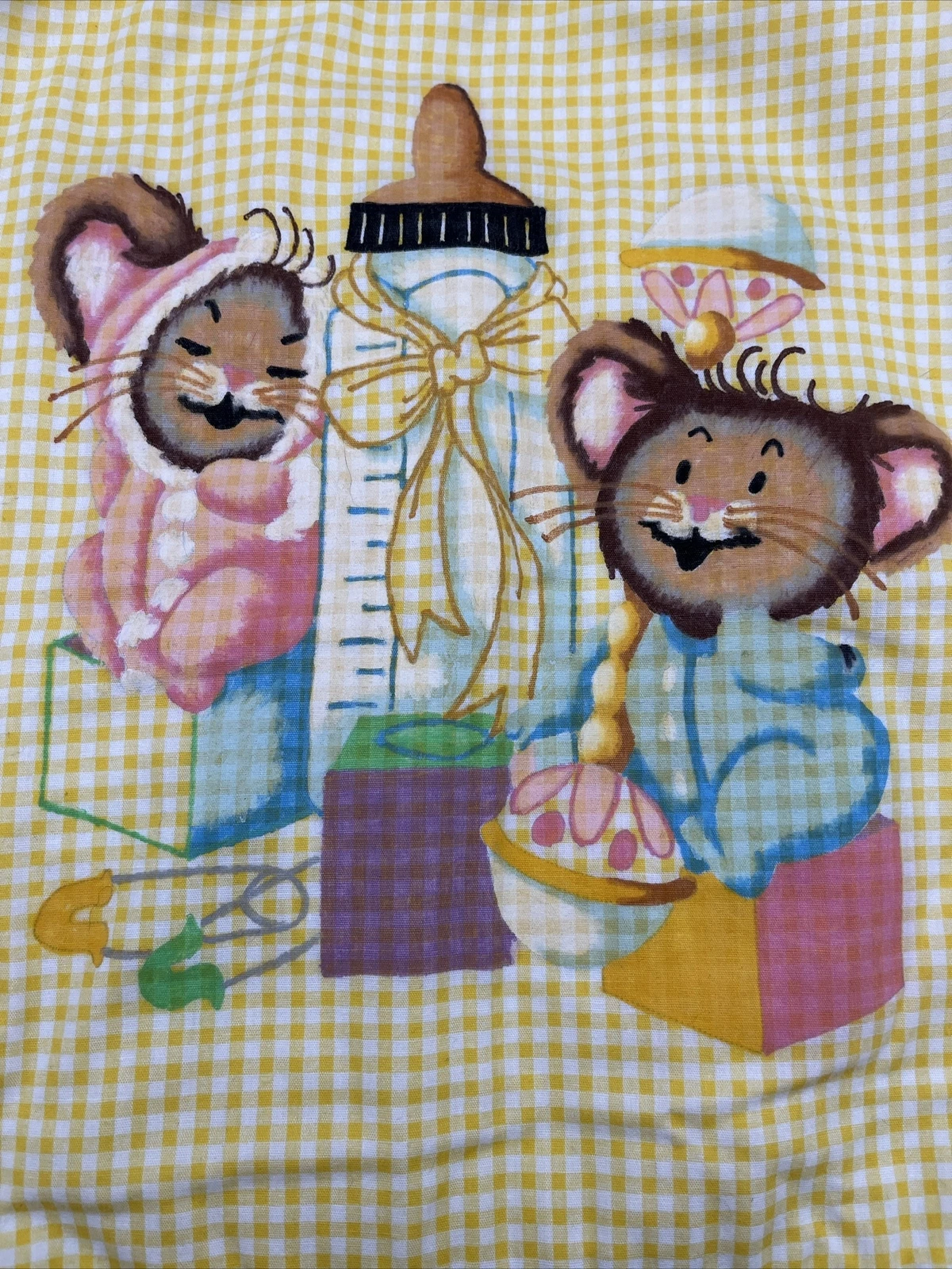 Vintage Baby Diaper Bag Changing Pad 70s Gingham Kitten Nursery Retro Kitsch