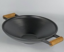 Schulte-Rive wok padella ripiano coperchio maniglie in legno alluminio pressofuso 34 cm 4 lt.