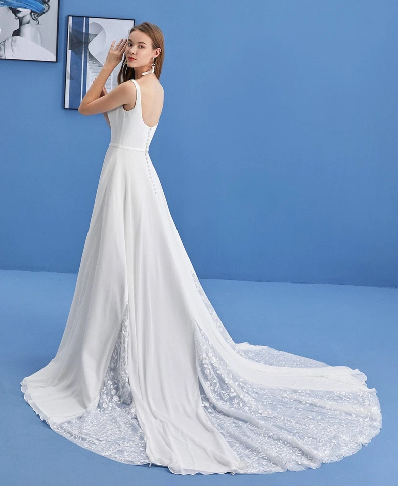 HBH Brautmoden Ein moderner Entwurf mit grafischer Linienführung Schleppe - Bild 4 von 4