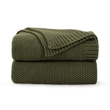 Olive Green Throw Blanket for Couch Soft Cozy Cable Knit Throw Blanket for Be...