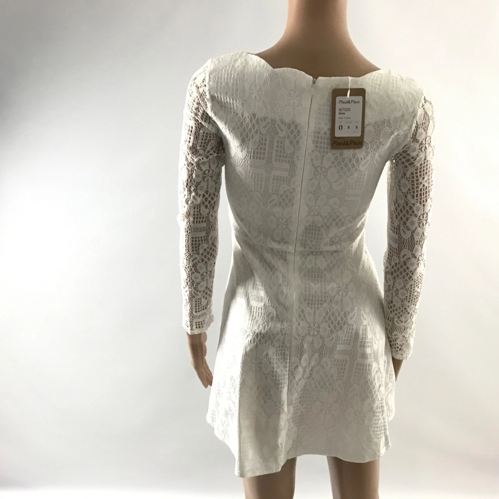 OFF WHITE Abito nuovo adorabile pizzo floreale overlay fit svasato mini prendisole taglia S bianco sporco