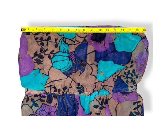 TIBI Silk Strapless Multicolor Abstract Floral Mini Dress Faux Wrap size M - Picture 9 of 11
