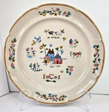 INTERNATIONAL HEARTLAND CHINA 12" CHOP PLATE 7774 JAPAN STONEWARE FARM SCENE
