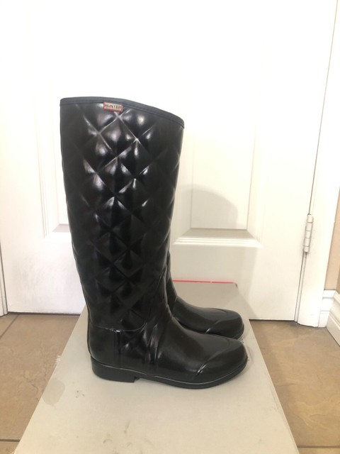 hunter black quilted rain boots