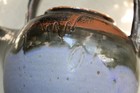 Vtg Stoneware Art Pottery Blue Glazed Teapot Kettle ? signature on side NOS — photo 5