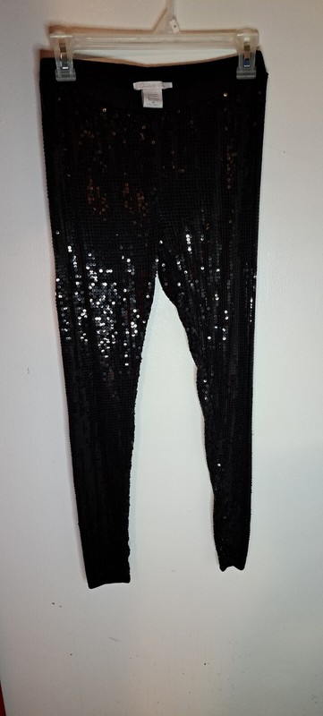 Charlotte Russe Sequin Black Party Leggings Size M