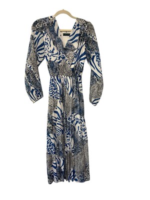 Women's Zebra Striped & Leopard Print Blue, White And Black Dress S/M | eBay Women's Zebra Striped & Leopard Print Blue, White And Black Dress S/M | eBay