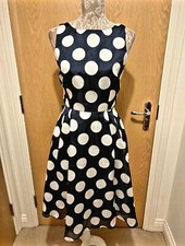 Phase Eight Haley Navy And White Spotty Dress Size 8