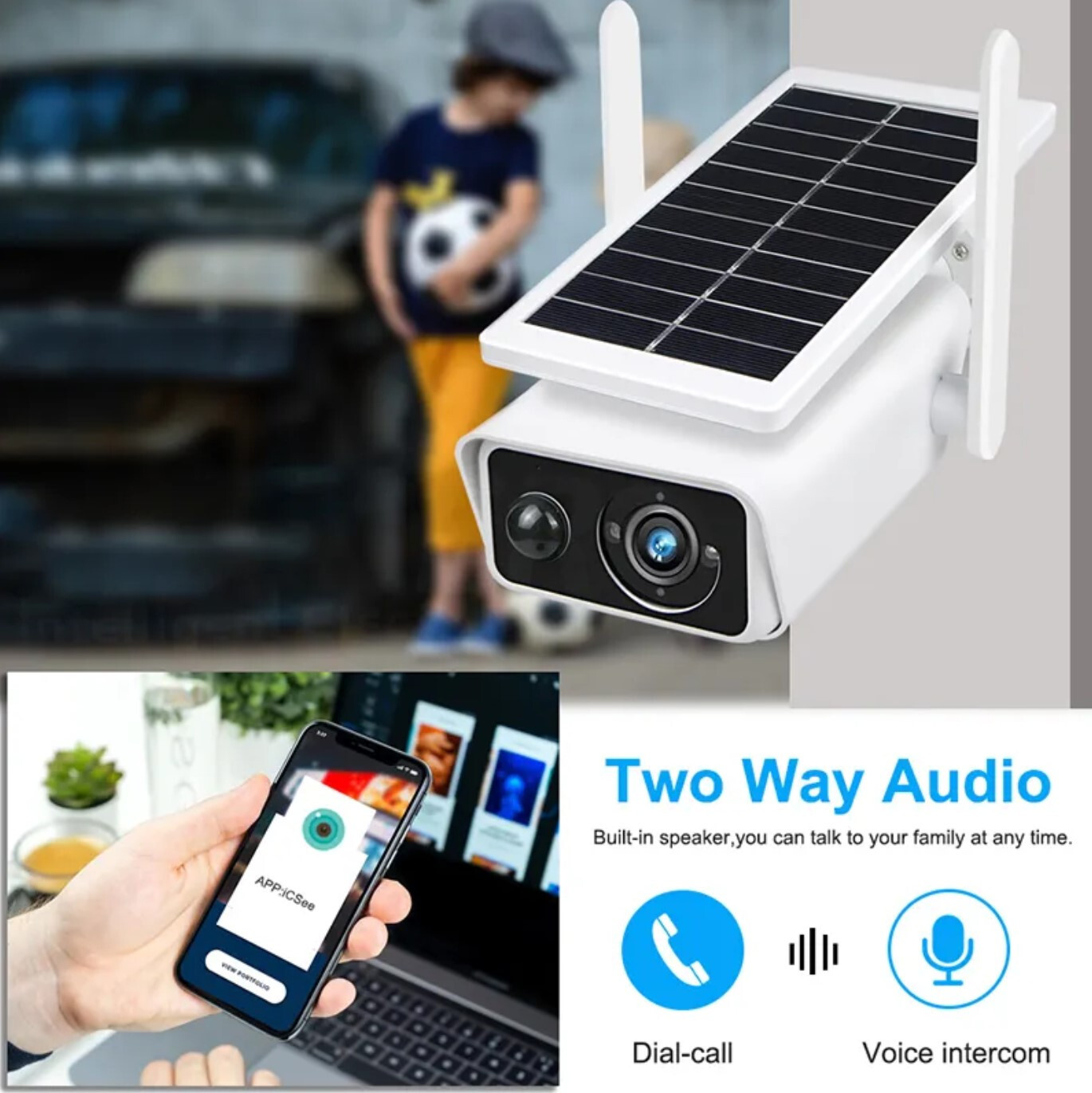 Telecamera ESTERNA WiFi - Camera con PANNELLO SOLARE risparmio energetico ICSEE