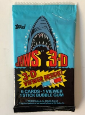 TOPPS JAWS 3-D TRADING CARDS + 3-D VIEWER + GUM SEALED PACK 1993