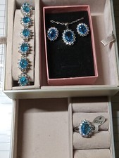 Full Set Jewelry Blue Size 8 Womens Girls Valentine's Set Gift Lovers