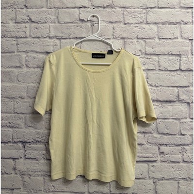 Mountain Lake T-Shirt Lace Trim Short Sleeve Casual Top Yellow XL