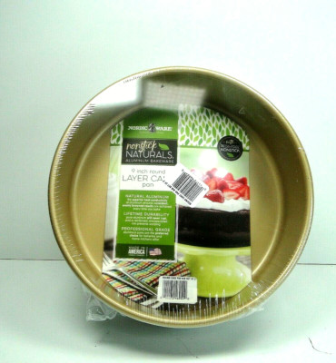 Nordic Ware 9'' Round Non-stick Natural Aluminum Cake Pans (2 Pack), Metallic New
