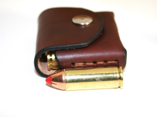 45LC Ammo holder Bond Arms, leather, for 4 x 45 shells, Derringer, pocket carry - Picture 7 of 7