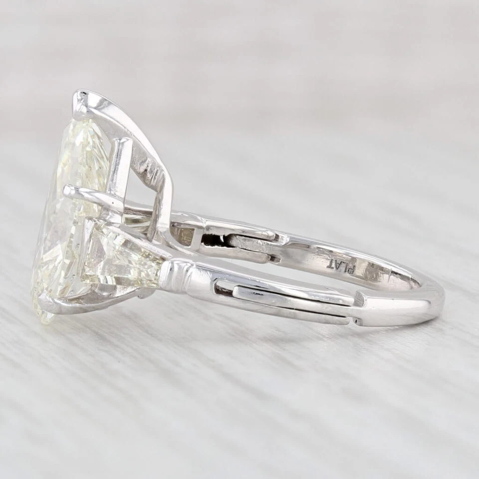 4.99ctw Pear Diamond Teardrop Engagement Ring Platinum Size 5 Arthritic Band GIA - Image 4 of 4