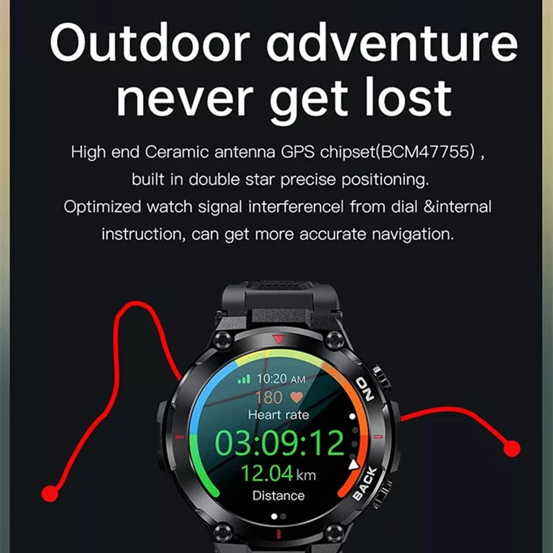 IP68 Waterproof GPS Navigation Outdoor Sports Smart Watch LEMFO K37 Long Standby - Image 4 of 4