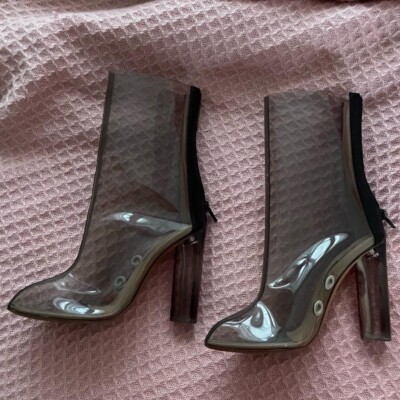 yeezy season PVC clear heeled boots