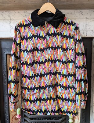 Emilio Pucci 60er Samt Sakko 10 Psychedelic Vintage Retro Designer RAR