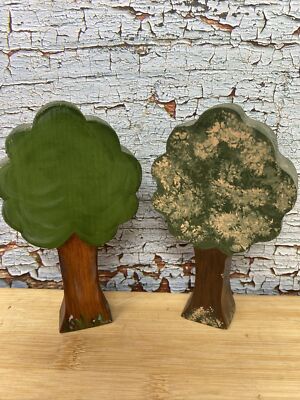 Shelf Sitter Cat s Meow Style trees lot Of 2 Spring Summer Fall Foliage Signed