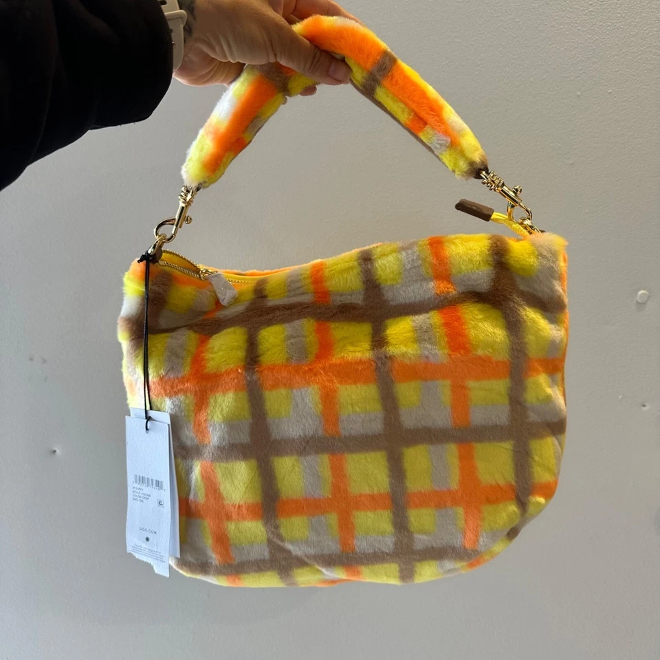 全新带标签 UGG 澳大利亚柔软复古格子黄色手提包 Y2K 中号 Preppy Chic Duffy — 第 3/4 张图片