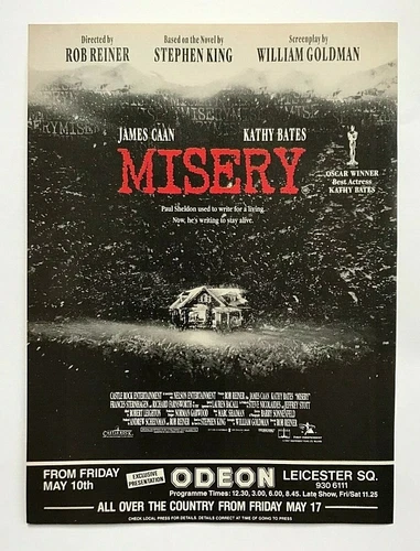 Vintage Original 90's Magazine Advert Picture Ad 1991 Odeon MISERY Movie Film Ad