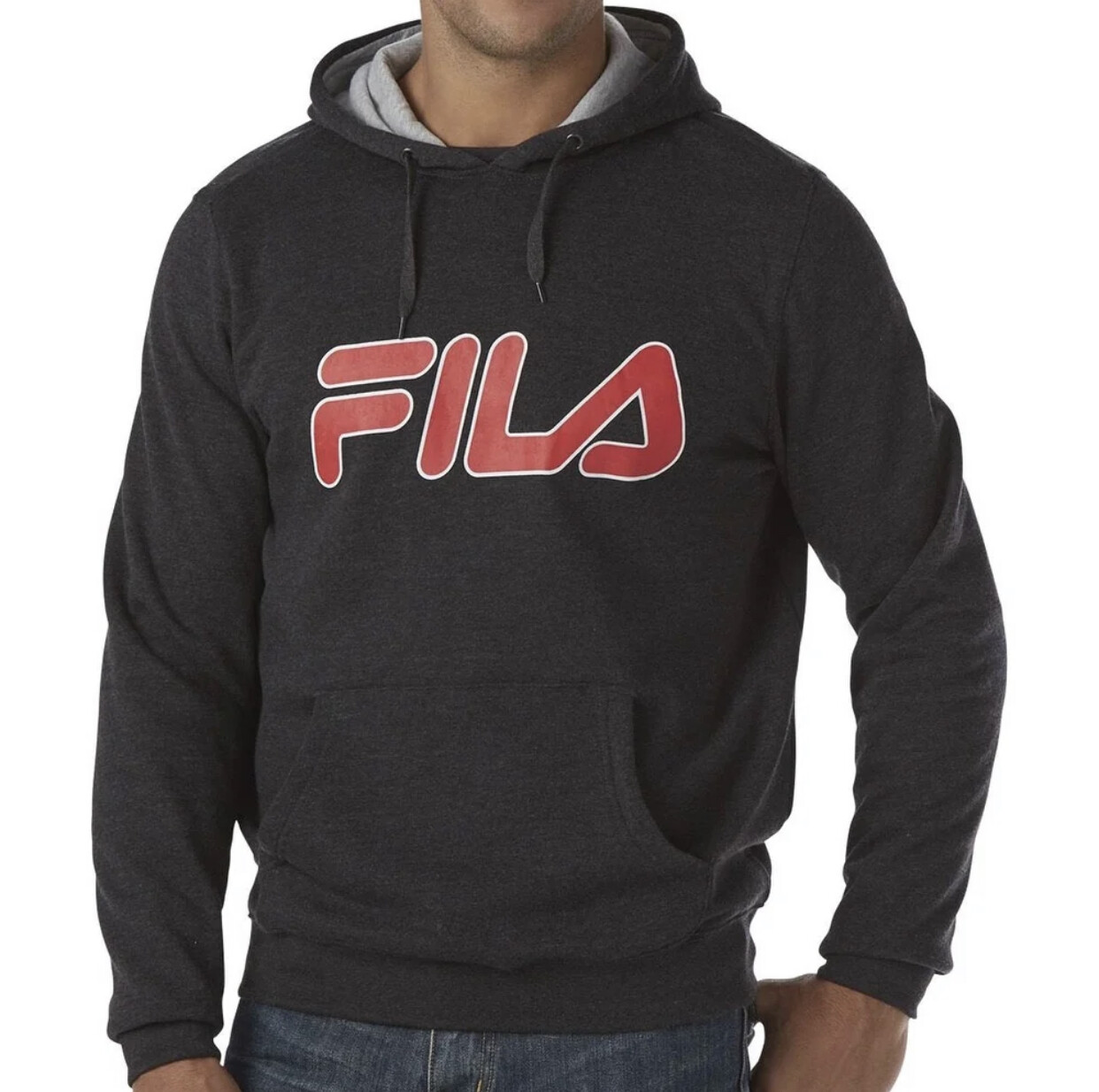 Felpa con cappuccio pullover uomo Fila logo a contrasto taglia S colore antracite