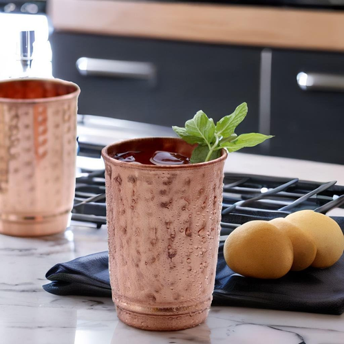 Set of 2 Copper Tumbler | 350 Ml / 11.8 Oz 100% Pure Copper Hammered Glasses | A - Picture 6 of 12