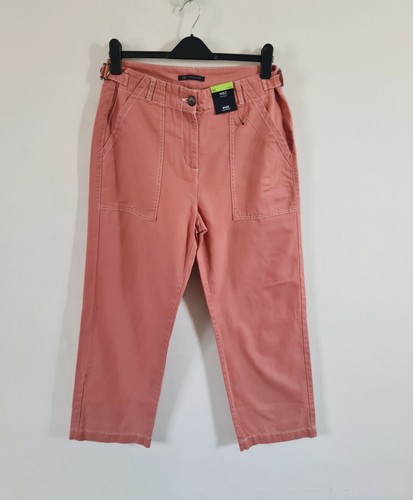 M\u0026S PINK WIDE CROPPED LEG DENIM JEANS 