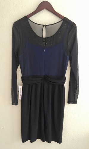 Decode 1.8 NWT Formal Beaded Illusion Modest Women’s Dress Black Blue Size 12 - Picture 8 of 10