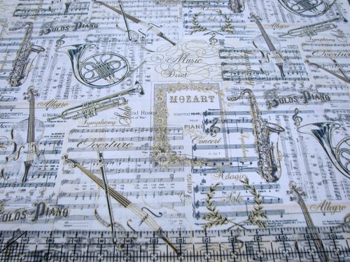3 Yard Baumwollstoff - Timeless Treasures Musik Symphonie Noten Met Collage