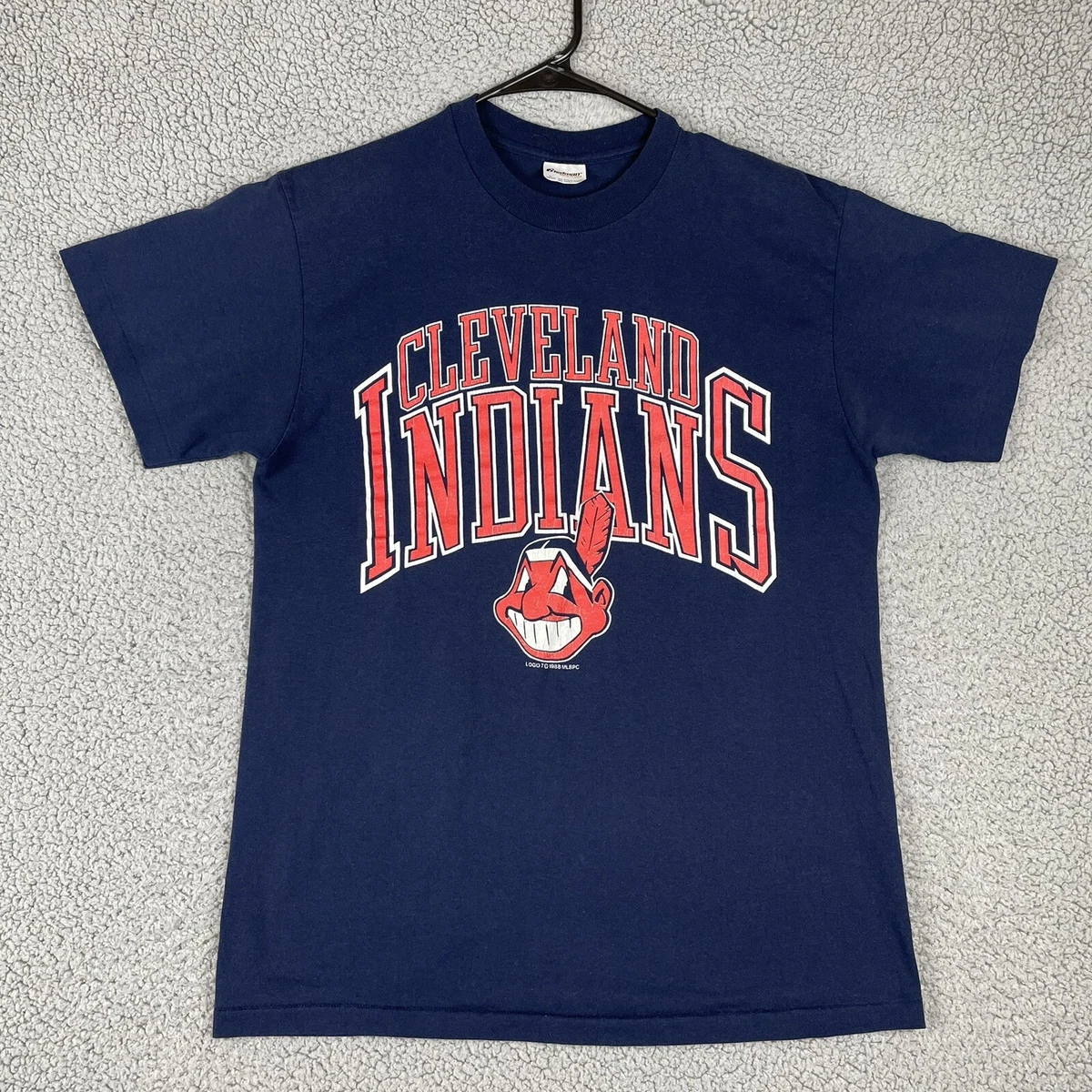 Vintage Cleveland Indians Shirt Men’s Large Blue 80s Baseball MLB Single  Stitch