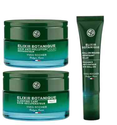 Yves Rocher Elixir Botanique Daily Active Detox Face Eye Care Cream Set of 3