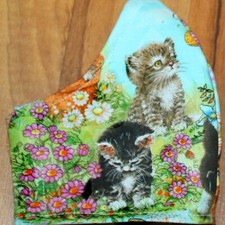 Face Mask soft furry kittens cats Feline Filter Pocket Fabric Washable M-Adult