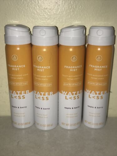 4 CANS 2.1oz EACH) Water Less Fragrance Mist for Hair Apple & Berry Tames Static - Picture 1 of 5
