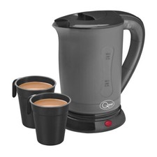 Quest Black Travel Kettle with 2 Cups Dual Voltage Portable Small Electric