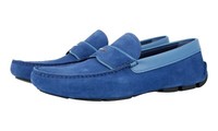 Prada Wildleder Logo Driving Loafer Schuhe - 2DD137 - Bluette - Neu - 8,5 42,5