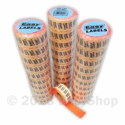 EASY LABEL 26 x 12mm Price Mark Gun Labels CT4 Motex Fluorescent Red with Peelable Adhesive