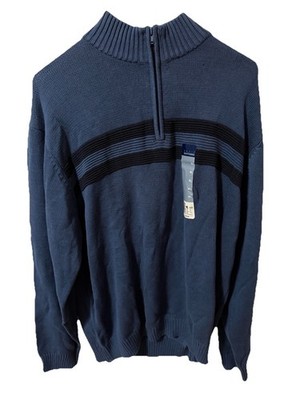 Basic Editions men's blue quarter-zip sweater Navy Size XL